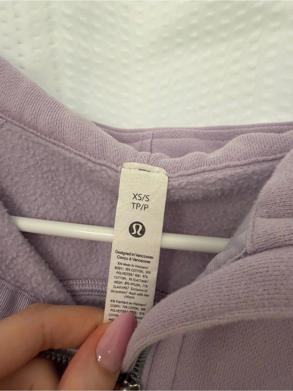 lululemon Cropped Half-Zip Hoodie • size XS/S • lilac